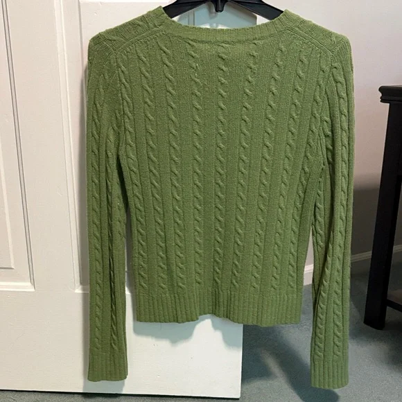 J.CREW Green Cable Knit Sweater - Picture 2 of 6